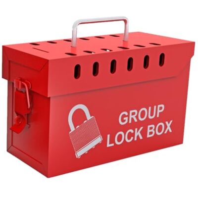 Spectrum Industrial Lockout Tagout Group Lock Box Holds Up to 13 Padlocks Red Powder-coated Steel Safety Lockout Box for Workplace Compliance Spectrum Industrial Lockout Tagout Group Lock Box Holds Up to 13 Padlocks Red Powder-coated Steel Safety Lockout Box for Workplace Compliance
