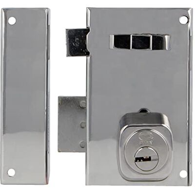 Amig Left Overturn Lock with Locking Lever, Tongue and Handle for Wooden Doors Model 76 67 x 112 mm Euro Profile Cylinder Silver Steel Amig Left Overturn Lock with Locking Lever, Tongue and Handle for Wooden Doors Model 76 67 x 112 mm Euro Profile Cylinder Silver Steel