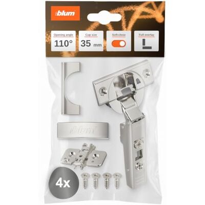 Blum 4X Clip top OTION Cabinet Hinge 35mm Full Overlay Nickel Blum 4X Clip top OTION Cabinet Hinge 35mm Full Overlay Nickel