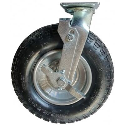 Relaxdays swivel castor with brake, pneumatic tyre, 3.00-4, heavy-duty, mounting plate, up to 120 kg, black/silver Relaxdays swivel castor with brake, pneumatic tyre, 3.00-4, heavy-duty, mounting plate, up to 120 kg, black/silver