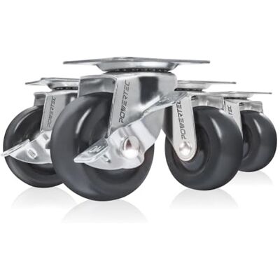 POWERTEC 17211V Low Profile Rubber Swivel Plate Casters, 2-Inch, 4 PK POWERTEC 17211V Low Profile Rubber Swivel Plate Casters, 2-Inch, 4 PK