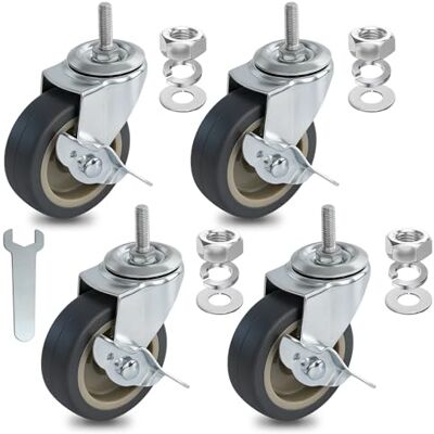 AAGUT 3" Swivel Caster Wheels, 4 Pack 5/16"-18 x 1" Threaded Stem Mount Dust Cover Rubber Heavy Duty Casters Replacement for Carts, Furniture, Dolly,Trolley, Workbench,Each Bearing 150Lbs AAGUT 3" Swivel Caster Wheels, 4 Pack 5/16"-18 x 1" Threaded Stem Mount Dust Cover Rubber Heavy Duty Casters Replacement for Carts, Furniture, Dolly,Trolley, Workbench,Each Bearing 150Lbs