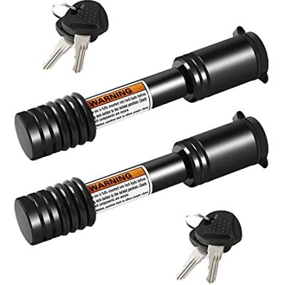 METOWARE Heavy Duty Trailer Hitch Lock, 5/8" Diameter Lock Pin, Fits 2" Receiver Tubes, Class V Hitch Receivers (2 Pack) METOWARE Heavy Duty Trailer Hitch Lock, 5/8" Diameter Lock Pin, Fits 2" Receiver Tubes, Class V Hitch Receivers (2 Pack)