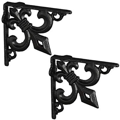 Relaxdays 2x Shelf Brackets, Cast Iron, Rack Support, Vintage Look, HWD: 14.5 x 3.5 x 14.5 cm, Angle for Shelves, Black Relaxdays 2x Shelf Brackets, Cast Iron, Rack Support, Vintage Look, HWD: 14.5 x 3.5 x 14.5 cm, Angle for Shelves, Black