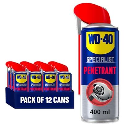 WD-40 Specialist Penetrant Spray, 400ml 12-Pack, Rust Penetrating Oil Spray for Loosening Rusted Nuts & Bolts, Hinges, Locks, and Gears, Rust Prevention, Smart Straw Included WD-40 Specialist Penetrant Spray, 400ml 12-Pack, Rust Penetrating Oil Spray for Loosening Rusted Nuts & Bolts, Hinges, Locks, and Gears, Rust Prevention, Smart Straw Included