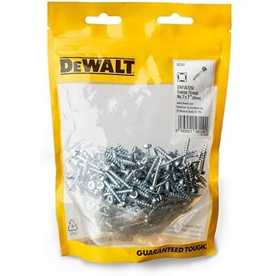 DeWalt Pocket Hole Screws 250 pcs 1" (25mm) Coarse Thread No. 7ga For Softwoods DeWalt Pocket Hole Screws 250 pcs 1" (25mm) Coarse Thread No. 7ga For Softwoods
