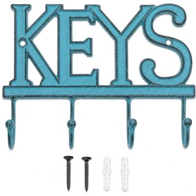 Comfify Key Holder “Keys” – Wall Mounted Western Key Holder 4 Key Hooks Decorative Cast Iron Key Rack with Screws and Anchors – 6x8”- CA-1506-04 (Rustic Blue) Comfify Key Holder “Keys” – Wall Mounted Western Key Holder 4 Key Hooks Decorative Cast Iron Key Rack with Screws and Anchors – 6x8”- CA-1506-04 (Rustic Blue)