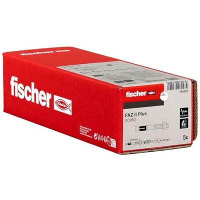 fischer 564603 Bolt Anchor Plus 20/60 gvz, Heavy Duty Anchor with High Load Capacity, Anchor Bolt for Fixings Heavy Loads and Steel Structures, Seismic & ETA Approval FAZ II, Silver fischer 564603 Bolt Anchor Plus 20/60 gvz, Heavy Duty Anchor with High Load Capacity, Anchor Bolt for Fixings Heavy Loads and Steel Structures, Seismic & ETA Approval FAZ II, Silver