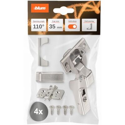 Blum 4X Clip top OTION Cabinet Hinge 35mm Inset Nickel-Plated Blum 4X Clip top OTION Cabinet Hinge 35mm Inset Nickel-Plated