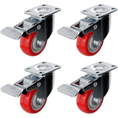 Online Best Service OBS 4 PCS 75mm up to 1000KG Heavy Duty Red PU Swivel Castor Wheels with Brakes for DIY, Furniture Trolley Wheels Double Ball Bearings Swivel Head No Floor Marks Silent Caster Online Best Service OBS 4 PCS 75mm up to 1000KG Heavy Duty Red PU Swivel Castor Wheels with Brakes for DIY, Furniture Trolley Wheels Double Ball Bearings Swivel Head No Floor Marks Silent Caster