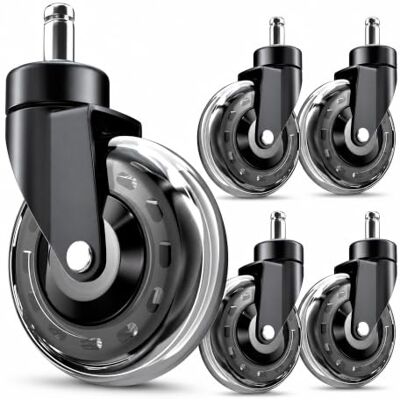 COSYLAND 1-KEA Office Chair Caster Wheels 10 x 22 mm, Rubber Castors, Very Quiet for Hard Floors, Pack of 5 COSYLAND 1-KEA Office Chair Caster Wheels 10 x 22 mm, Rubber Castors, Very Quiet for Hard Floors, Pack of 5