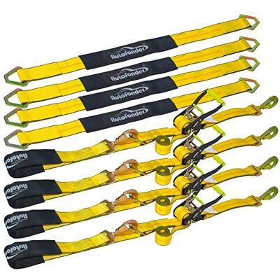 Autofonder 4 Pack 2” Heavy Duty Car Ratchet Tie Down Kit with Snap Hooks-Break Strength 10,000lbs-Working Load 3,333lbs-Includes 36” Axle Straps with D-Ring(Yellow) Autofonder 4 Pack 2” Heavy Duty Car Ratchet Tie Down Kit with Snap Hooks-Break Strength 10,000lbs-Working Load 3,333lbs-Includes 36” Axle Straps with D-Ring(Yellow)