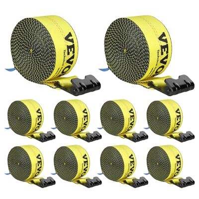 VEVOR Winch Straps, 4" x 30', 6000 lbs Load Capacity, 18000 lbs Break Strength, Truck Straps with Flat Hook, Flatbed Tie Downs Cargo Control for Trailers, Farms, Rescues, Tree Saver, Yellow (10 Pack) VEVOR Winch Straps, 4" x 30', 6000 lbs Load Capacity, 18000 lbs Break Strength, Truck Straps with Flat Hook, Flatbed Tie Downs Cargo Control for Trailers, Farms, Rescues, Tree Saver, Yellow (10 Pack)