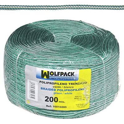WOLFPACK 16010285 Braided Polypropylene Rope White/Green (Coil 200 mt) WOLFPACK 16010285 Braided Polypropylene Rope White/Green (Coil 200 mt)