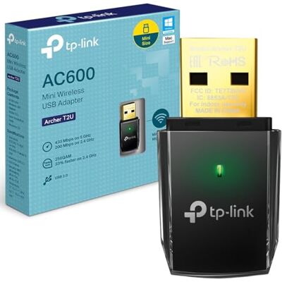 TP-Link Archer T2U WiFi Dongle, AC600 USB 2.0 Wireless wifi Adapter for PC/Desktop/Laptop, Dual Band Wi-fi Adapter for HD video/gaming/Streaming, Supports Windows, Mac OS X, Mini design, Highly Secure TP-Link Archer T2U WiFi Dongle, AC600 USB 2.0 Wireless wifi Adapter for PC/Desktop/Laptop, Dual Band Wi-fi Adapter for HD video/gaming/Streaming, Supports Windows, Mac OS X, Mini design, Highly Secure