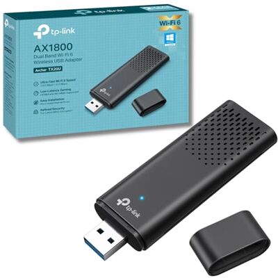 TP-Link Archer TX20U WiFi Dongle, AX1800 Wireless Wi-Fi 6 USB wifi Adapter for PC/Laptop, Dual Band USB 3.0 SuperSpeed Wi-Fi dongle, MU-MIMO, Lower Latency, Highly Secure WPA3, Supports Windows 10/11 TP-Link Archer TX20U WiFi Dongle, AX1800 Wireless Wi-Fi 6 USB wifi Adapter for PC/Laptop, Dual Band USB 3.0 SuperSpeed Wi-Fi dongle, MU-MIMO, Lower Latency, Highly Secure WPA3, Supports Windows 10/11