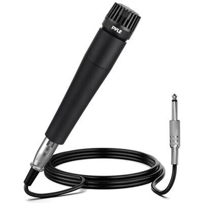 Pyle Professional Handheld Moving Coil Microphone Dynamic Cardioid Unidirectional Vocal, Built-in Acoustic Pop Filter, Includes 15ft XLR Audio Cable to 1/4'' Audio Connection Pyle Professional Handheld Moving Coil Microphone Dynamic Cardioid Unidirectional Vocal, Built-in Acoustic Pop Filter, Includes 15ft XLR Audio Cable to 1/4'' Audio Connection
