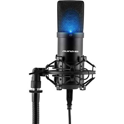 AUNA Pro MIC-900 USB Microphone, Microphone PC, Condenser Microphone, Cardioid Studio (Plug & Play, USB Connector & Shockmount) Black w/LED lighting AUNA Pro MIC-900 USB Microphone, Microphone PC, Condenser Microphone, Cardioid Studio (Plug & Play, USB Connector & Shockmount) Black w/LED lighting