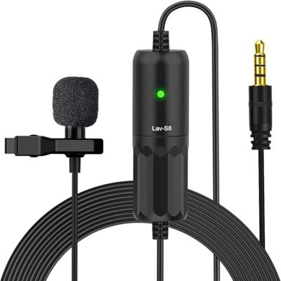 Moman S8 Lapel Microphone with Clip 8 m Lavalier Microphone Omnidirectional Condenser Mini Clip Microphone with Cable for DSLR Camera/Mobile Phone/Audio Recorder/Mixer/Interview/Video Moman S8 Lapel Microphone with Clip 8 m Lavalier Microphone Omnidirectional Condenser Mini Clip Microphone with Cable for DSLR Camera/Mobile Phone/Audio Recorder/Mixer/Interview/Video