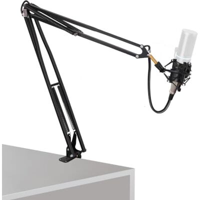 Pyle Mic Arm Microphone Stand Desk Mount – Adjustable Boom with Shock Mount, Triple Extension, Steel Frame Desktop Scissor Arm for Streaming, Gaming, Podcasting, Voice-over & Broadcast Use Pyle Mic Arm Microphone Stand Desk Mount – Adjustable Boom with Shock Mount, Triple Extension, Steel Frame Desktop Scissor Arm for Streaming, Gaming, Podcasting, Voice-over & Broadcast Use