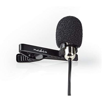 NEDIS Clip-On Microphone, Omnidirectional Lavalier Mic With Windscreen, 1.8m Cable Compatible With Smartphones, Cameras, Tablets, PCs NEDIS Clip-On Microphone, Omnidirectional Lavalier Mic With Windscreen, 1.8m Cable Compatible With Smartphones, Cameras, Tablets, PCs