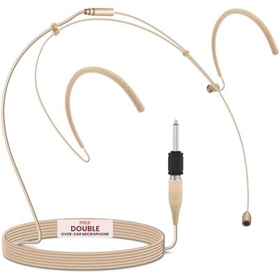 Pyle Headset Microphone – Dual Over-Ear Omnidirectional Mic-Secure Fit for Presentations, Fitness Instructors, Teachers, Theatre & Stage Use, Skin Tone Pyle Headset Microphone – Dual Over-Ear Omnidirectional Mic-Secure Fit for Presentations, Fitness Instructors, Teachers, Theatre & Stage Use, Skin Tone