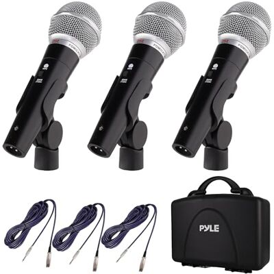 Pyle Dynamic Microphone XLR 3 Pack Wired Vocal Microphone Kit – Handheld Cardioid Mics for Karaoke, Singing, DJ, Live, Sound Recording Pyle Dynamic Microphone XLR 3 Pack Wired Vocal Microphone Kit – Handheld Cardioid Mics for Karaoke, Singing, DJ, Live, Sound Recording