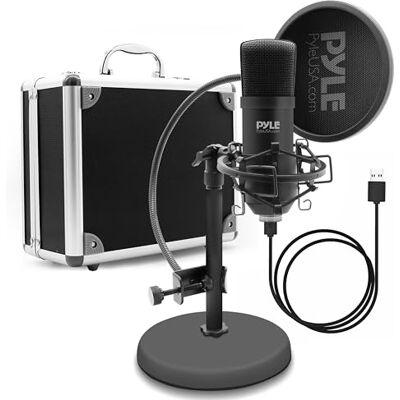 Pyle USB Condenser Microphone Kit – PC Gaming Mic with Pop Filter, Stand, and Case, Plug & Play USB Microphone for Streaming, Podcasting, Recording, YouTube & Desktop Use Pyle USB Condenser Microphone Kit – PC Gaming Mic with Pop Filter, Stand, and Case, Plug & Play USB Microphone for Streaming, Podcasting, Recording, YouTube & Desktop Use