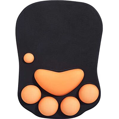 DOBAOJIA Cat Paw Mouse Pad, Mouse Mat with Wrist Support, Silicone Gel Mouse Pad, Kawaii Mouse Mat, for Home/Office/Gaming, Mouse Mat Black & Orange DOBAOJIA Cat Paw Mouse Pad, Mouse Mat with Wrist Support, Silicone Gel Mouse Pad, Kawaii Mouse Mat, for Home/Office/Gaming, Mouse Mat Black & Orange