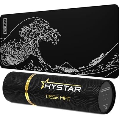 Hystar Gaming Mouse Pad, Soft Textured Cloth Surface, Water Resistant Fabric, 5mm Thick, Bonus Silicone Drink Coaster, Durable Box for Transport, The Great Wave Design (Black) Hystar Gaming Mouse Pad, Soft Textured Cloth Surface, Water Resistant Fabric, 5mm Thick, Bonus Silicone Drink Coaster, Durable Box for Transport, The Great Wave Design (Black)