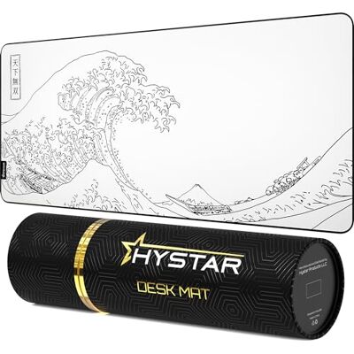 Hystar Gaming Mouse Pad, Soft Textured Cloth Surface, Water Resistant Fabric, 5mm Thick, Bonus Silicone Drink Coaster, Durable Box for Transport, The Great Wave Design (White) Hystar Gaming Mouse Pad, Soft Textured Cloth Surface, Water Resistant Fabric, 5mm Thick, Bonus Silicone Drink Coaster, Durable Box for Transport, The Great Wave Design (White)
