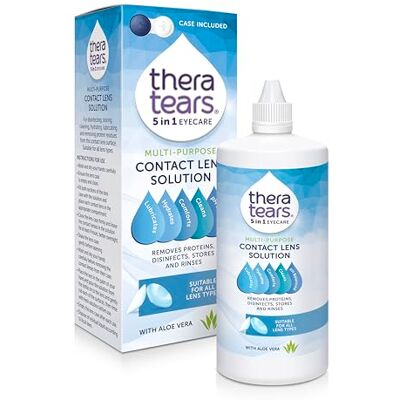 TheraTears Multi-Purpose Contact Lens Solution 360ml/Cleans, Disinfects, Lubricates and Hydrates Your Contact Lenses/Added Aloe Vera Known to Soothe and Refresh/Suitable for All Lens Types TheraTears Multi-Purpose Contact Lens Solution 360ml/Cleans, Disinfects, Lubricates and Hydrates Your Contact Lenses/Added Aloe Vera Known to Soothe and Refresh/Suitable for All Lens Types