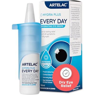 Artelac Eye Drops for Dry Eyes, Every Day, 10 ml Bausch + Lomb, Relieves Symptoms of Tired, Stressed and Teary Eyes, Preservative Free, Contact Lens Friendly Artelac Eye Drops for Dry Eyes, Every Day, 10 ml Bausch + Lomb, Relieves Symptoms of Tired, Stressed and Teary Eyes, Preservative Free, Contact Lens Friendly