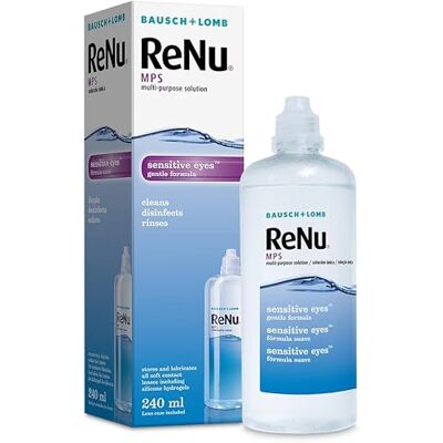 Renu Multi-Purpose Contact Lens Solution 240 Ml For Soft Contact Lenses Comfortable Wear, Gentle On Sensitive Eyes, Clean, Disinfect, Rinse, Lubricate And Store Your Lenses, Lens Case Included Renu Multi-Purpose Contact Lens Solution 240 Ml For Soft Contact Lenses Comfortable Wear, Gentle On Sensitive Eyes, Clean, Disinfect, Rinse, Lubricate And Store Your Lenses, Lens Case Included