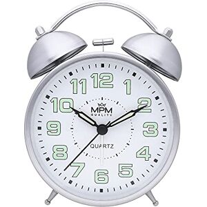 MPM Quality , Cooper Colour Alarm Clock, Silver, Retro Analogue Decoration, Luminising Numbers, Double Alarm, Vintage, Quartz Movement, Night Light Function, 150 x 110 x 53 mm MPM Quality , Cooper Colour Alarm Clock, Silver, Retro Analogue Decoration, Luminising Numbers, Double Alarm, Vintage, Quartz Movement, Night Light Function, 150 x 110 x 53 mm