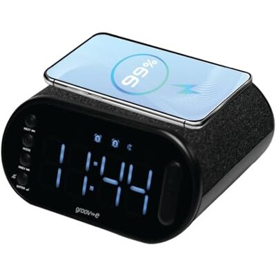 groov e Atlas II Digital Alarm Clock with FM Radio, USB and Wireless Charging, LED Display, and Dual Alarm USB or Rechargeable Battery Operated groov e Atlas II Digital Alarm Clock with FM Radio, USB and Wireless Charging, LED Display, and Dual Alarm USB or Rechargeable Battery Operated