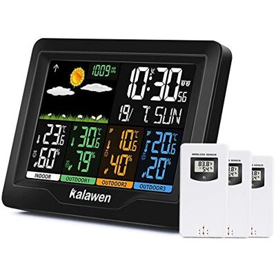 Kalawen Weather Station with 3 Outdoor Sensors, MSF Wireless Digital Alarm Clock, Barometer, Temperature, Humidity Monitor, Weather Forecast for Home Garden Kalawen Weather Station with 3 Outdoor Sensors, MSF Wireless Digital Alarm Clock, Barometer, Temperature, Humidity Monitor, Weather Forecast for Home Garden