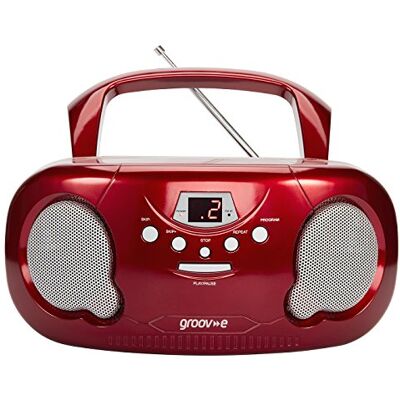 Groov-e Original Boombox Portable CD Player - Radio AM/FM - Red Groov-e Original Boombox Portable CD Player - Radio AM/FM - Red