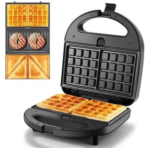 YASHE Sandwich Toaster 3-in-1, Waffle Maker Panini Presses Set, 750 W Snack Maker with Removable Plates, LED Indicator Lights YASHE Sandwich Toaster 3-in-1, Waffle Maker Panini Presses Set, 750 W Snack Maker with Removable Plates, LED Indicator Lights