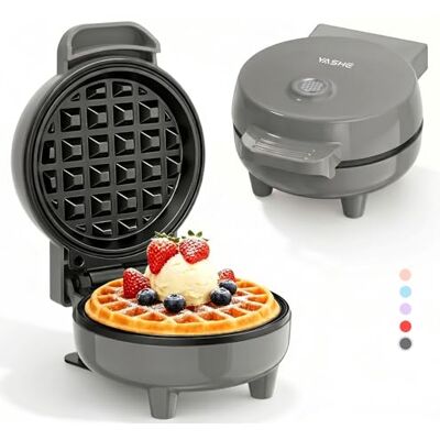 YASHE Mini Waffle Maker, 550W Mini Waffle Iron with Non Stick Plates, Ready Indicator Light, Cool Touch Handle, Compact Small Waffle Machine for Breakfast, Desserts & Snacks, Grey YASHE Mini Waffle Maker, 550W Mini Waffle Iron with Non Stick Plates, Ready Indicator Light, Cool Touch Handle, Compact Small Waffle Machine for Breakfast, Desserts & Snacks, Grey