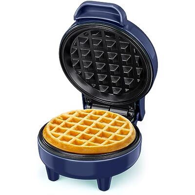 SNAILAR Mini Waffle Maker, 550W Waffle Iron, Ready Indicator Light, Non Stick Coating, Cool Touch Handle, Compact Size, Blue SNAILAR Mini Waffle Maker, 550W Waffle Iron, Ready Indicator Light, Non Stick Coating, Cool Touch Handle, Compact Size, Blue