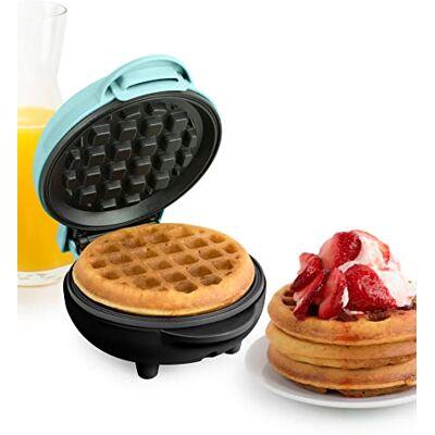 Nostalgia MyMini Personal Electric Waffle Maker, 25mm Cooking Surface, Waffle Iron for Hash Browns, French Toast, Grilled Cheese, Quesadilla, Brownies, Cookies, Aqua Nostalgia MyMini Personal Electric Waffle Maker, 25mm Cooking Surface, Waffle Iron for Hash Browns, French Toast, Grilled Cheese, Quesadilla, Brownies, Cookies, Aqua