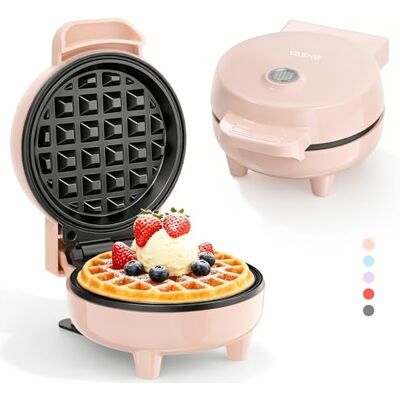 YASHE Mini Waffle Maker, 550W Non-Stick Waffle Iron, Pink Compact Breakfast Maker with Ready Light, Cool Touch Handle, Non-Stick Plates for Waffles, Desserts and Snacks YASHE Mini Waffle Maker, 550W Non-Stick Waffle Iron, Pink Compact Breakfast Maker with Ready Light, Cool Touch Handle, Non-Stick Plates for Waffles, Desserts and Snacks