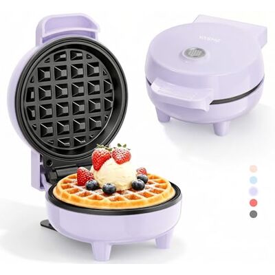 YASHE Mini Waffle Maker, 550W Non-Stick Waffle Iron, Purple Compact Breakfast Maker with Ready Light, Cool Touch Handle, Non-Stick Plates for Waffles, Desserts and Snacks YASHE Mini Waffle Maker, 550W Non-Stick Waffle Iron, Purple Compact Breakfast Maker with Ready Light, Cool Touch Handle, Non-Stick Plates for Waffles, Desserts and Snacks