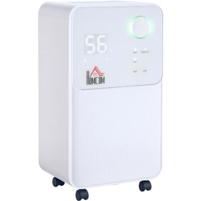 HOMCOM 12L/Day Dehumidifier with 2L Tank for Home Damp, Laundry Electric Air Dehumidifier, 4 Modes, Continuous Drainage, 24H Timer, Humidity Sensor, Digital Humidity Display HOMCOM 12L/Day Dehumidifier with 2L Tank for Home Damp, Laundry Electric Air Dehumidifier, 4 Modes, Continuous Drainage, 24H Timer, Humidity Sensor, Digital Humidity Display