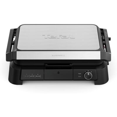 Tefal SuperGrill 3-in-1 XL Indoor Grill, 180 Degrees Opening XL Cooking Surface, Adjustable Temperature, Non-Stick Dishwasher-Safe Plates, Stainless Steel, GC520DG1 Tefal SuperGrill 3-in-1 XL Indoor Grill, 180 Degrees Opening XL Cooking Surface, Adjustable Temperature, Non-Stick Dishwasher-Safe Plates, Stainless Steel, GC520DG1