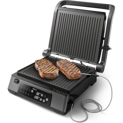Philips 7000 Series Contact Grill Digital Temperature Control, 8 Presets Removable Nonstick Plates, Integrated Probe, Opens Flat, High Power, Easy Clean (HD6307/70) Philips 7000 Series Contact Grill Digital Temperature Control, 8 Presets Removable Nonstick Plates, Integrated Probe, Opens Flat, High Power, Easy Clean (HD6307/70)