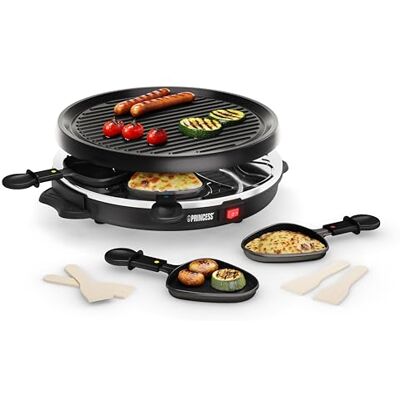 Princess Raclette 6 Grill Party 3-in-1 Raclette and Grill 6 Pans Ø 30 cm Non-Stick Coating Dishwasher Safe Cool Touch Handles BPA-Free 240 °C Max 01.162725.02.001 Princess Raclette 6 Grill Party 3-in-1 Raclette and Grill 6 Pans Ø 30 cm Non-Stick Coating Dishwasher Safe Cool Touch Handles BPA-Free 240 °C Max 01.162725.02.001