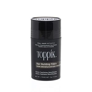 Toppik Hair Building Fibres Powder, Dark Brown, 12g Bottle - for A Thicker-looking Hairline, Crown and Beard, Instant Thinning Concealer for Men and Women