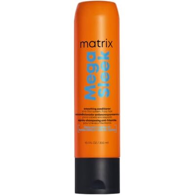 Matrix Mega Sleek Anti-Frizz Smoothing Conditioner, Professional Formula, For All Types of Frizzy Hair, Detangles, Moisturizes and Protects Hair from Humidity, 300 ml Matrix Mega Sleek Anti-Frizz Smoothing Conditioner, Professional Formula, For All Types of Frizzy Hair, Detangles, Moisturizes and Protects Hair from Humidity, 300 ml